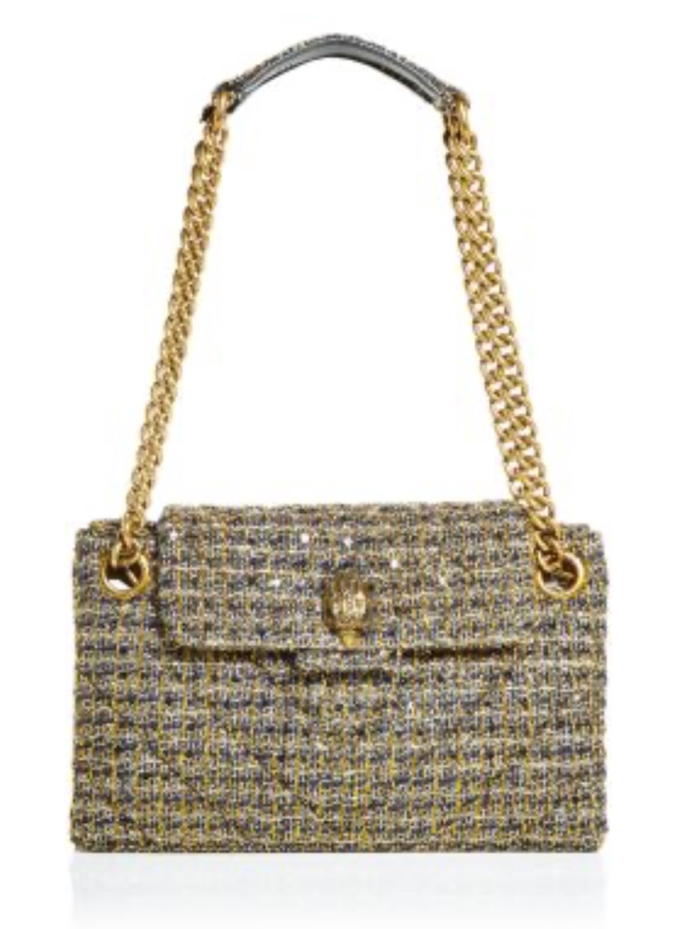 Kurt Geiger Metallic Kensington Tweed Shoulder Bag in Gold and Silver